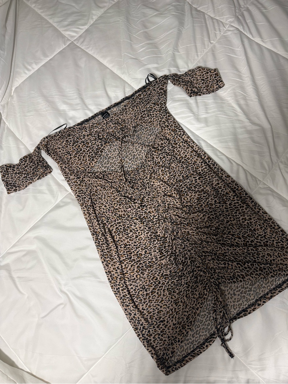 SHEIN One-Shoulder Leopard Print Dress in Brown